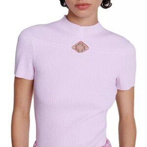 MAJE pink cut out short sleeve shirt size 3 LARGE